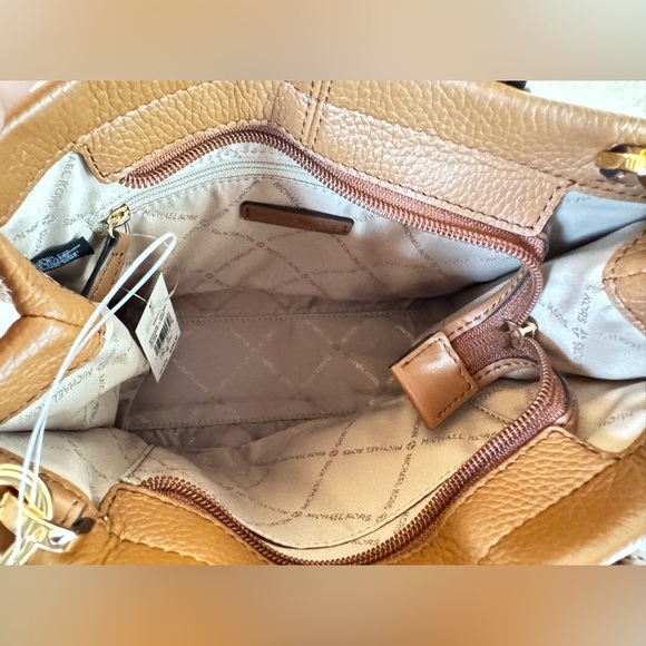 Michael Kors Mirella Small Shopper Tote Shoulder Bag Brown Luggage - Picture 12 of 15